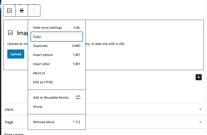 block option menu