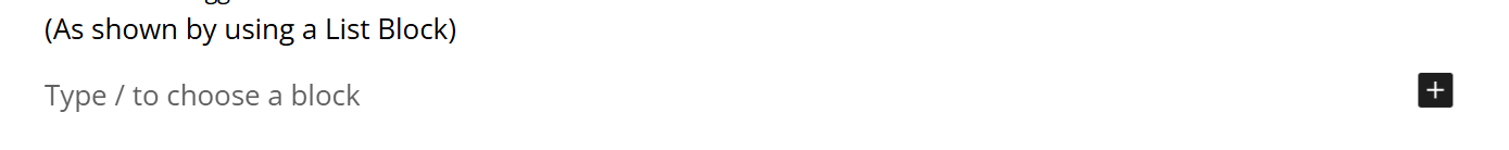 Screenshot of add block option in empty space in WordPress Editor